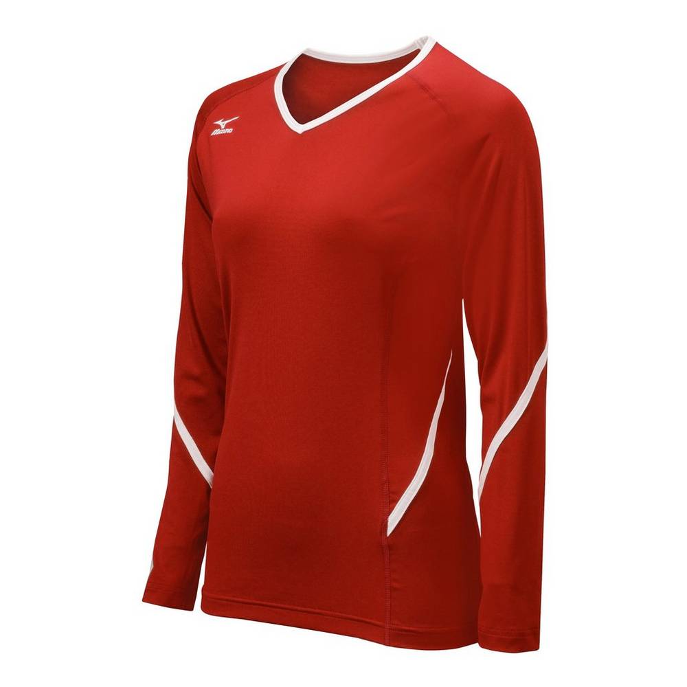 Damske Dresy Mizuno Techno Generation Long Sleeve Volejbalove Červené/Biele Vypredaj KNCX67825